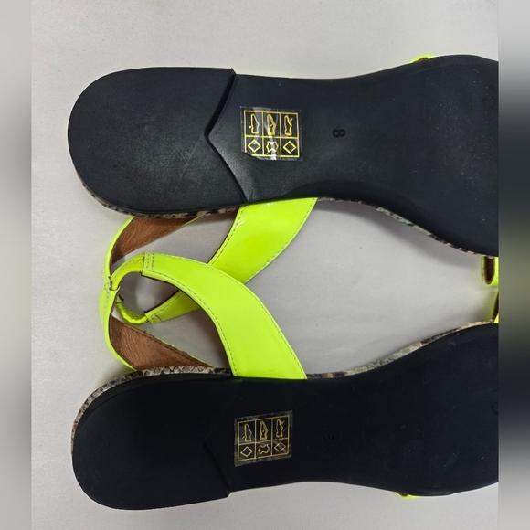 Jeffrey Campbell Womens Sandels Sz 8 Flats Sling Back Thong Toe Bright Yellow - Picture 9 of 12